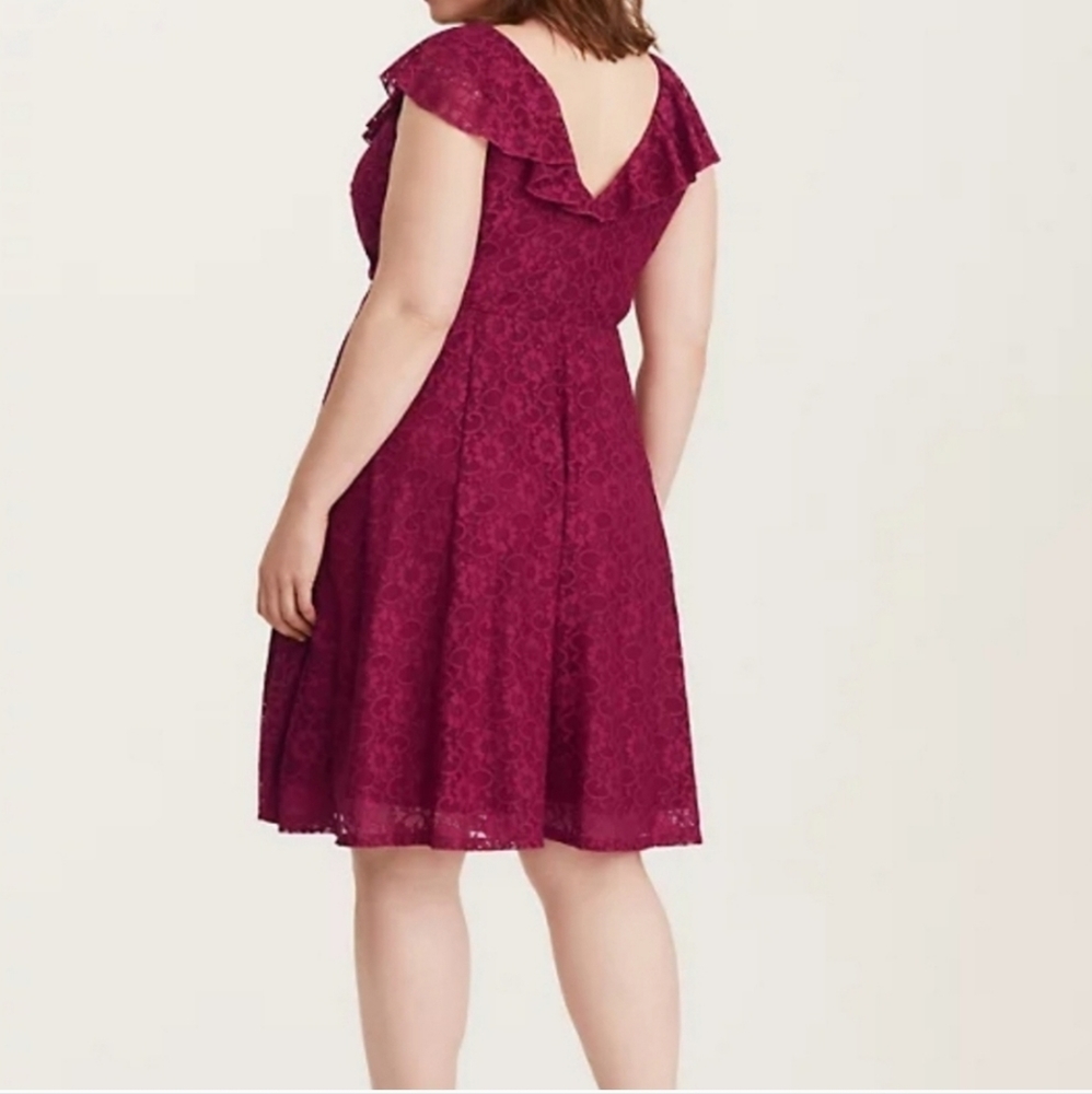 Torrid Pink Fuchsia Lace Knee-Lenght Dress - Picture 2 of 16